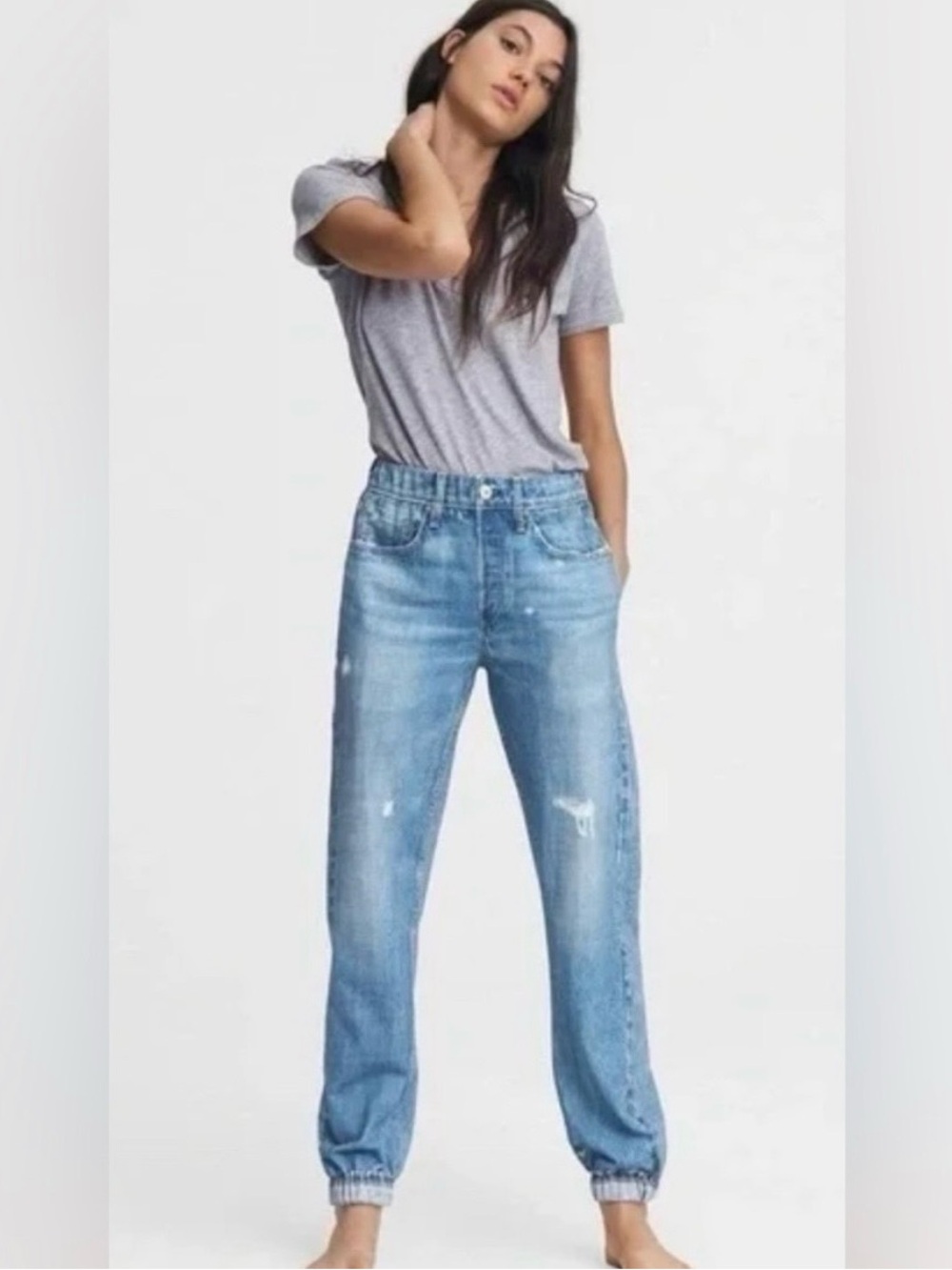 rag & bone Miramar Light Blue Distressed jogger pants